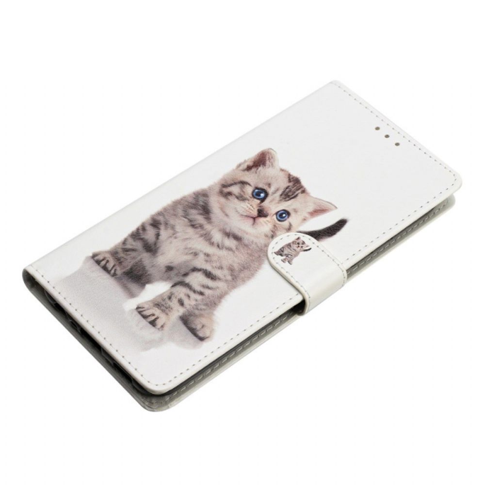 Folio-hoesje iPhone 16 Pro Max Telefoonhoesje Schattige Kat Met Riem