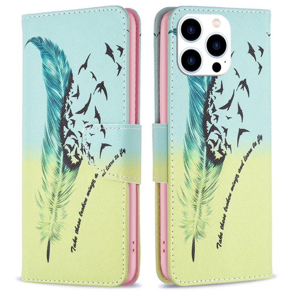 Folio-hoesje iPhone 16 Pro Max Telefoonhoesje Veren En Vogels