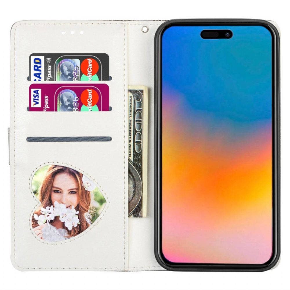 Folio-hoesje iPhone 16 Pro Max Zak Met Glitterrits