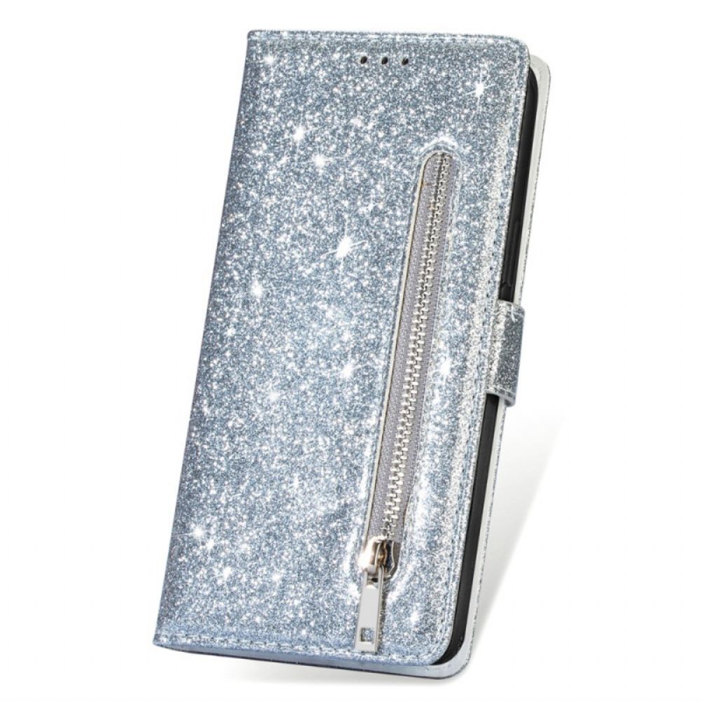 Folio-hoesje iPhone 16 Pro Max Zak Met Glitterrits