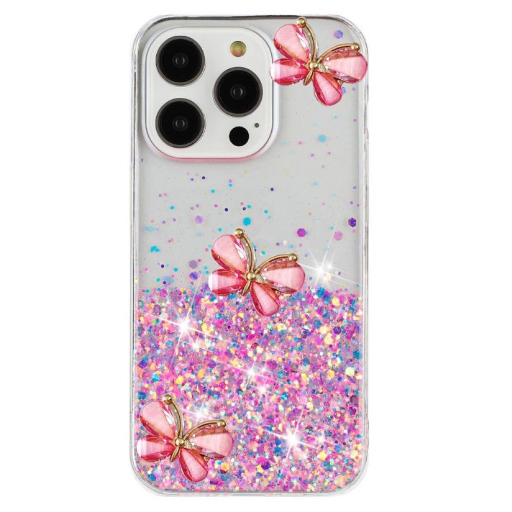 Hoesje iPhone 16 Pro Max 3d Vlinders Lichteffect Bescherming Hoesje