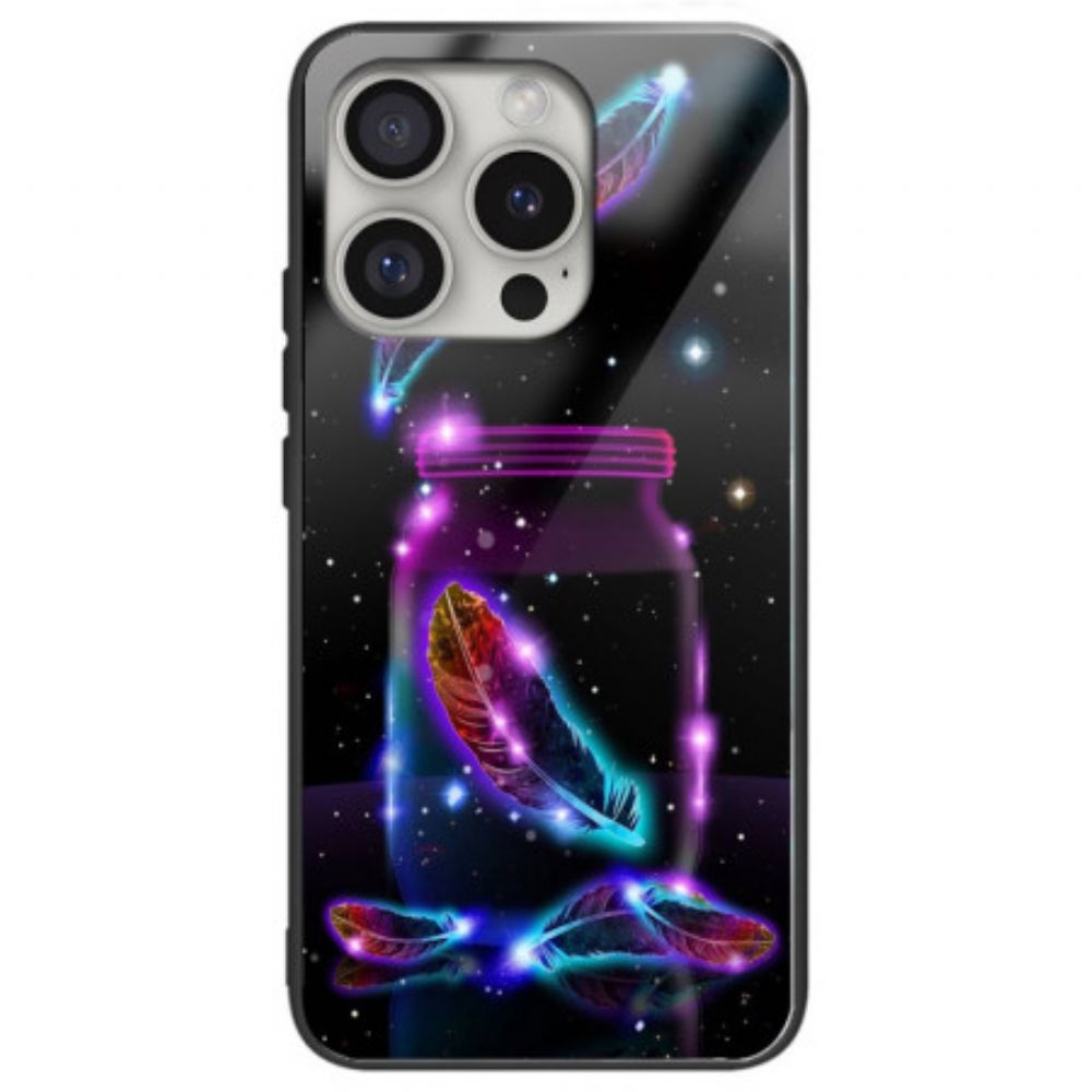 Hoesje iPhone 16 Pro Max Fluorescerende Veer Van Gehard Glas