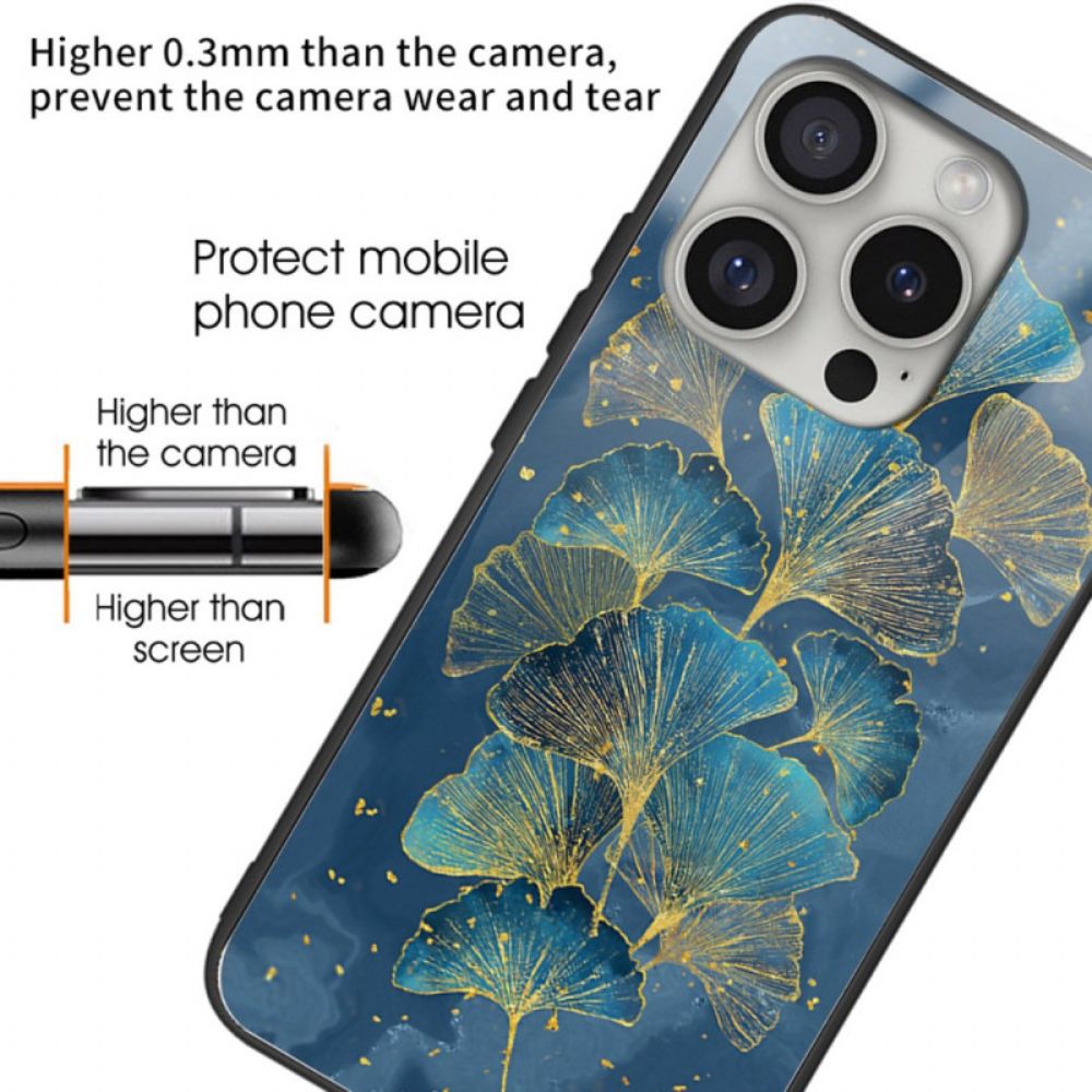 Hoesje iPhone 16 Pro Max Ginkgobladeren Van Gehard Glas