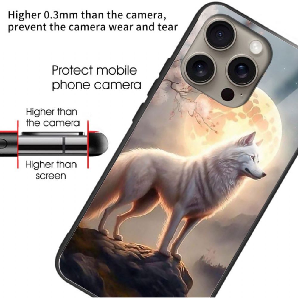 Hoesje iPhone 16 Pro Max Maanlicht Wolf Gehard Glas Bescherming Hoesje