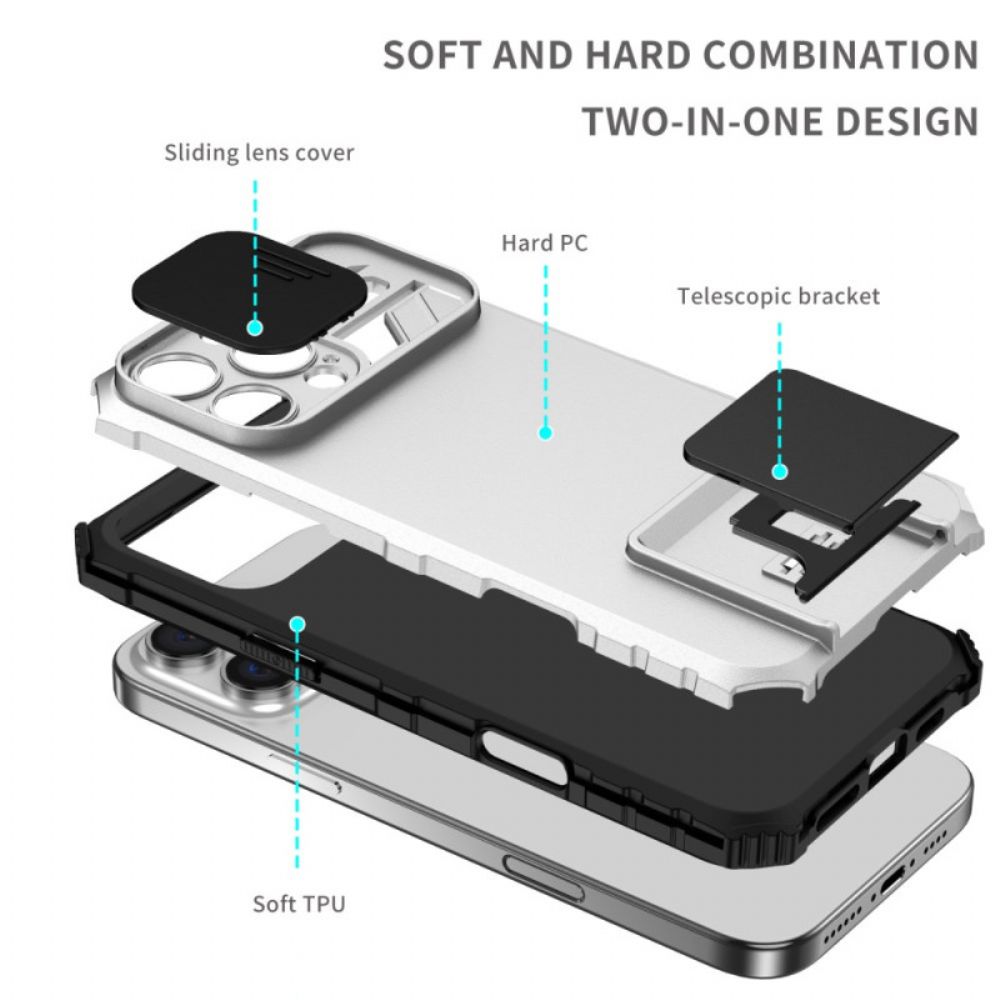 Hoesje iPhone 16 Pro Max Met Cameraslider En Steun Bescherming Hoesje