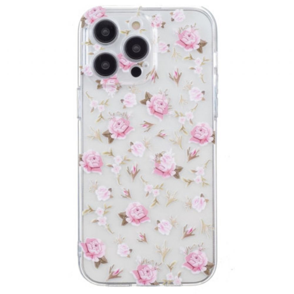 Hoesje iPhone 16 Pro Max Roze Bloemenpatroon Bescherming Hoesje