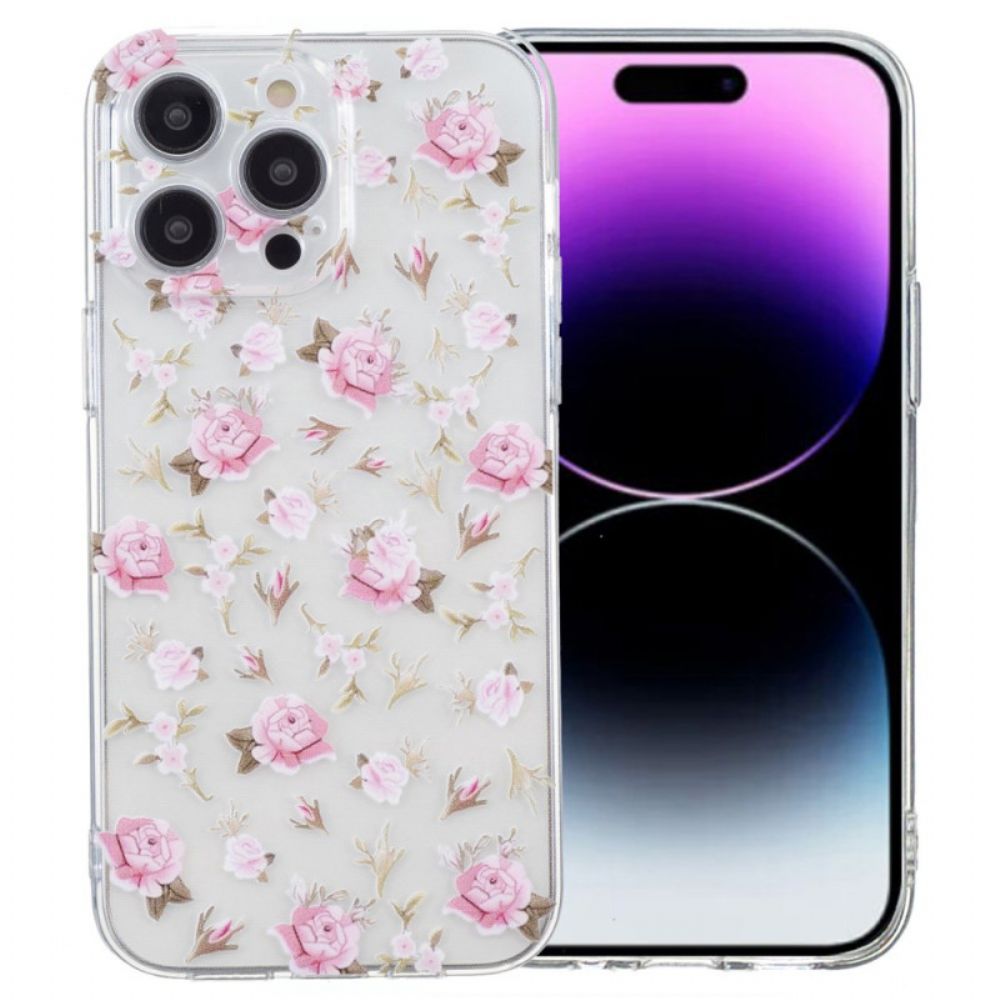 Hoesje iPhone 16 Pro Max Roze Bloemenpatroon Bescherming Hoesje