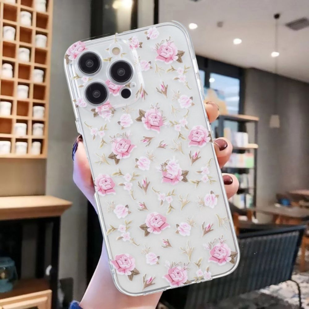 Hoesje iPhone 16 Pro Max Roze Bloemenpatroon Bescherming Hoesje