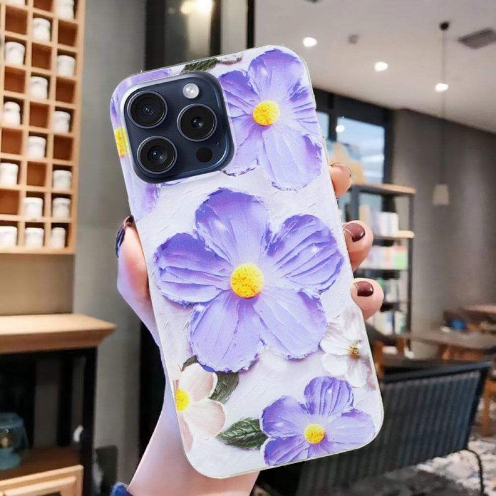 Hoesje Voor iPhone 16 Pro Max Paarse Bloemen