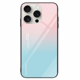 Hoesje Voor iPhone 16 Pro Max Roze En Blauw Gradiënt Gehard Glas