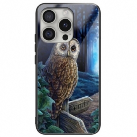 Hoesje Voor iPhone 16 Pro Max Uil Van Gehard Glas In Het Bos