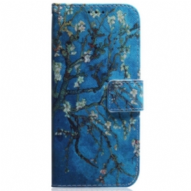 Leren Hoesje iPhone 16 Pro Max Abrikozenbloemen