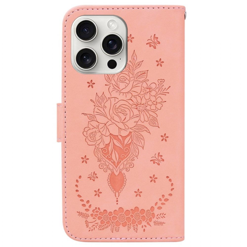 Leren Hoesje iPhone 16 Pro Max Floralie