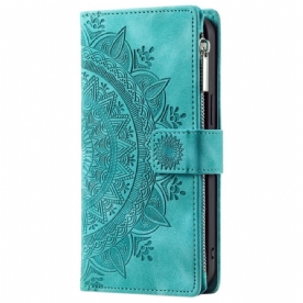 Leren Hoesje iPhone 16 Pro Max Portemonnee Met Mandala-suède-effect