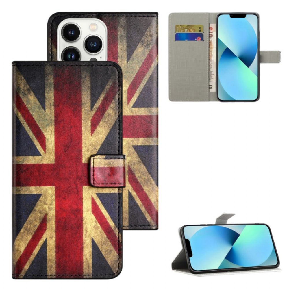 Leren Hoesje iPhone 16 Pro Max Union Jack-vlag Bescherming Hoesje