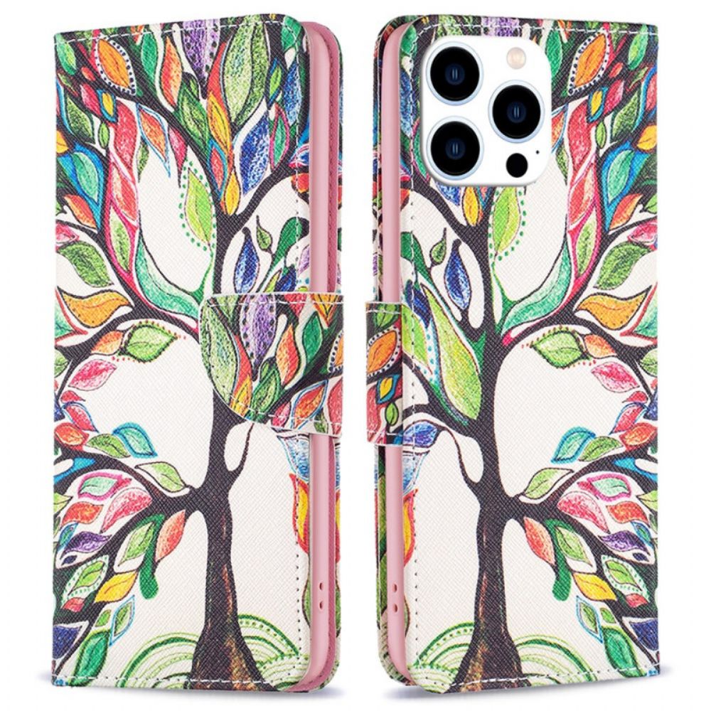 Leren Hoesje Voor iPhone 16 Pro Max Levensboom