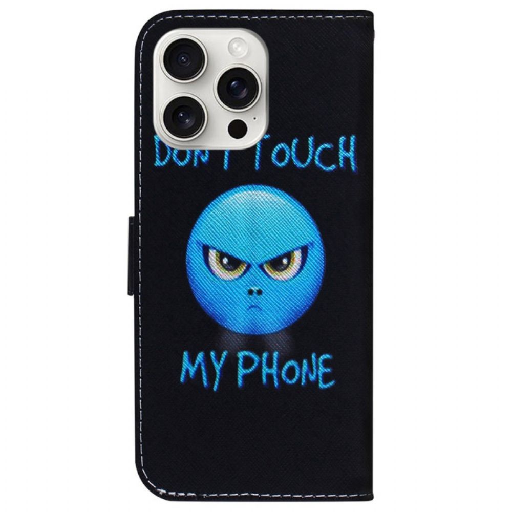 Leren Hoesje Voor iPhone 16 Pro Max Telefoon-emoji