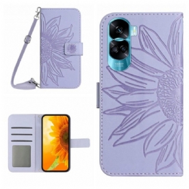 Folio-hoesje voor Honor 90 Lite Zonnebloem Met Schouderband