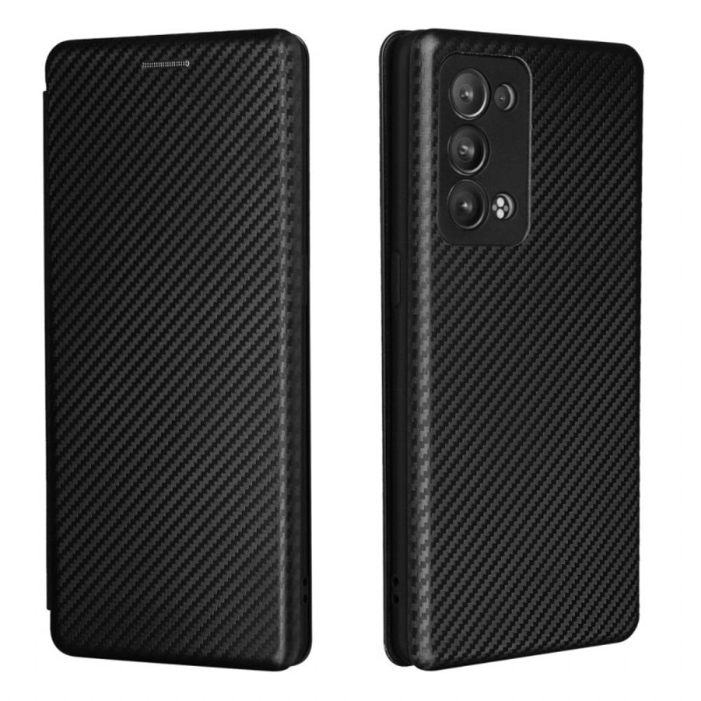 Bescherming Hoesje voor Oppo Reno 6 Pro 5G Folio-hoesje Koolstofvezel En Singelband