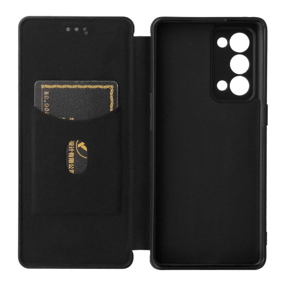 Bescherming Hoesje voor Oppo Reno 6 Pro 5G Folio-hoesje Koolstofvezel En Singelband