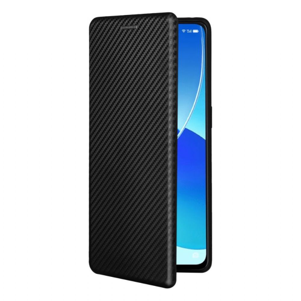 Bescherming Hoesje voor Oppo Reno 6 Pro 5G Folio-hoesje Koolstofvezel En Singelband