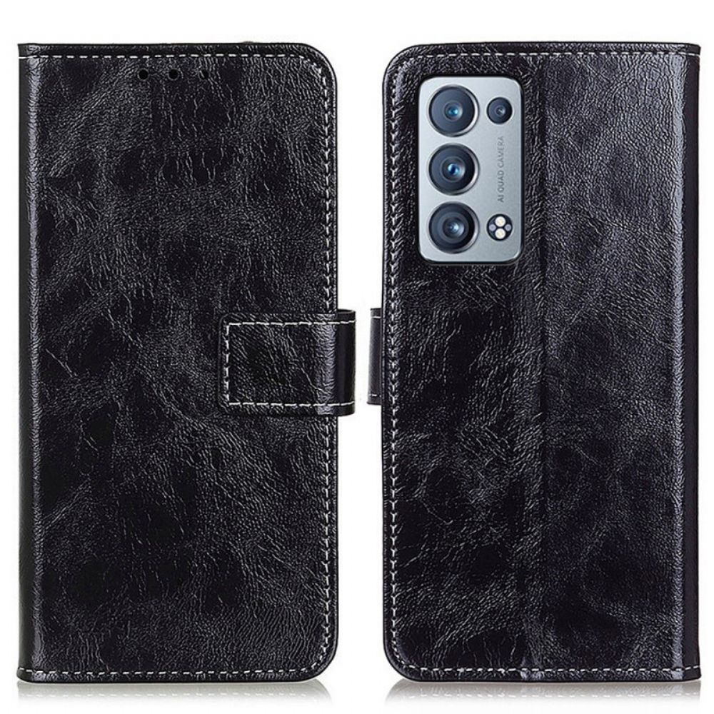 Folio-hoesje voor Oppo Reno 6 Pro 5G Crazy Horse Couture-textuur