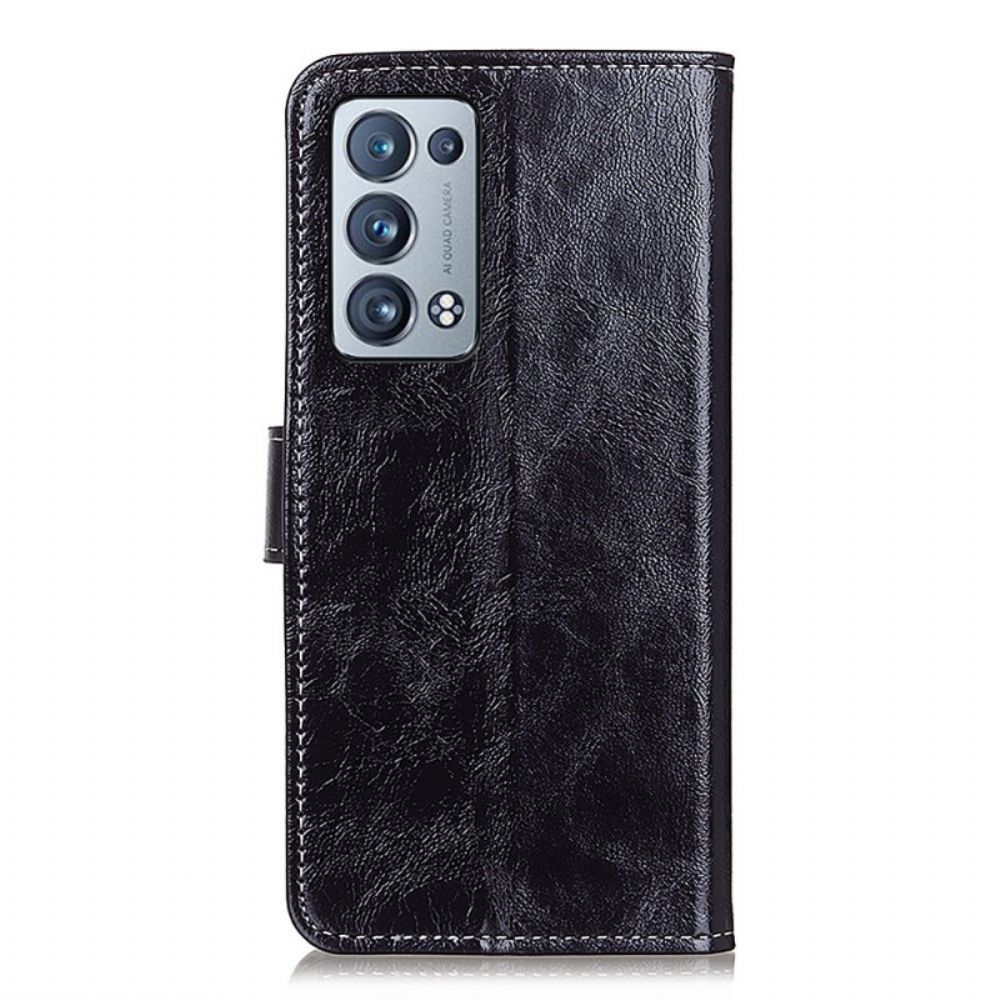 Folio-hoesje voor Oppo Reno 6 Pro 5G Crazy Horse Couture-textuur