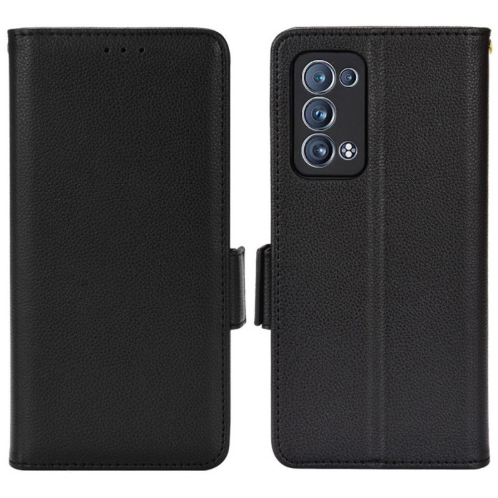 Folio-hoesje voor Oppo Reno 6 Pro 5G Litchi Textuur Multifunctioneel