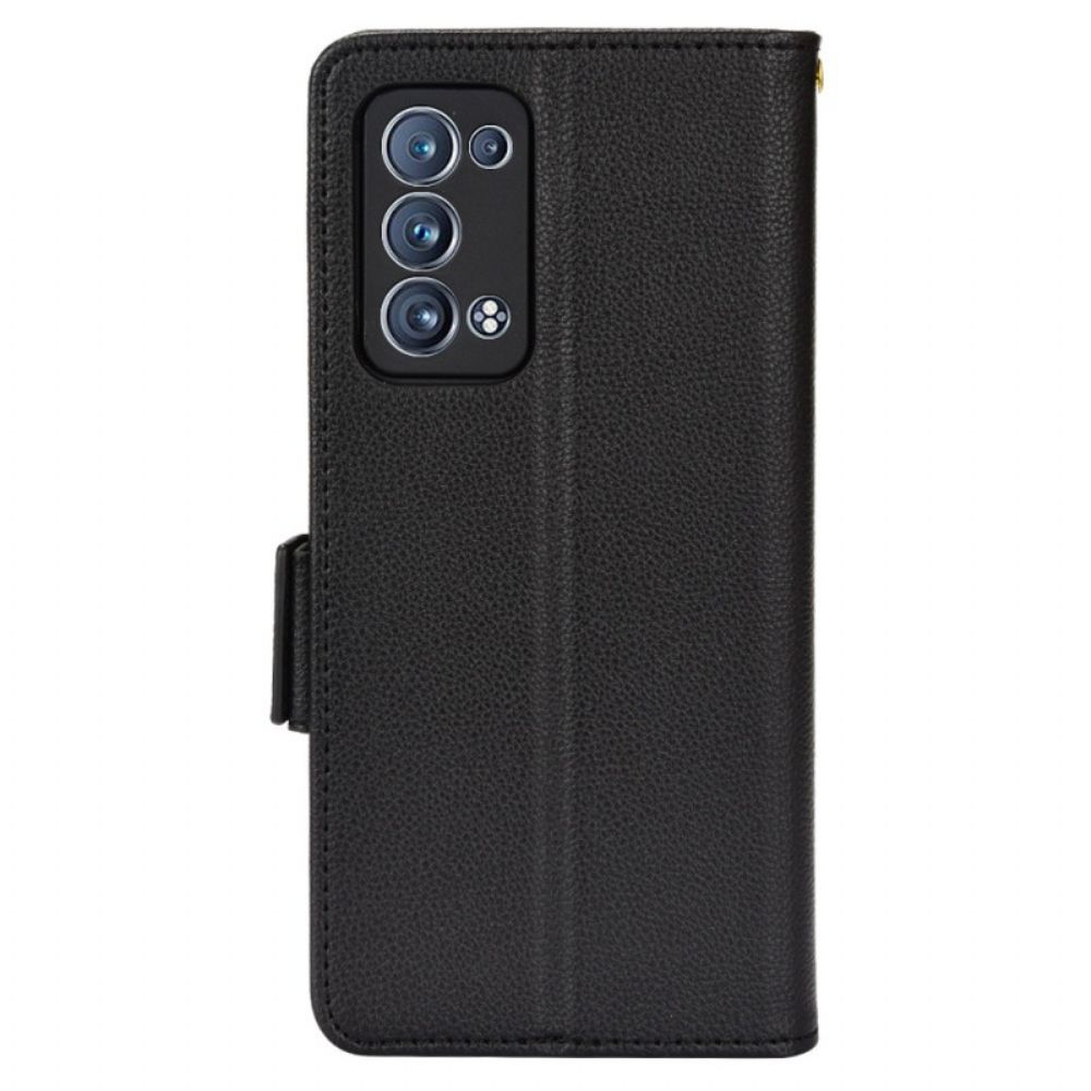 Folio-hoesje voor Oppo Reno 6 Pro 5G Litchi Textuur Multifunctioneel