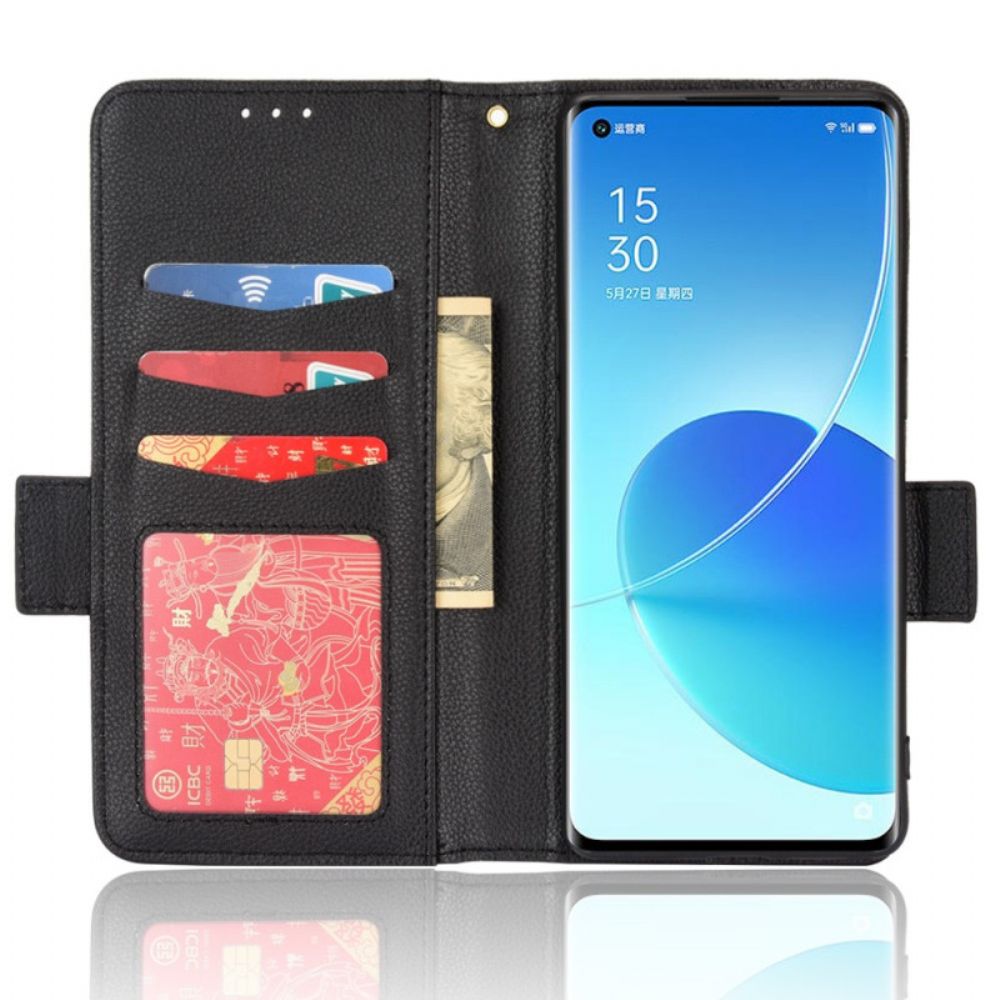 Folio-hoesje voor Oppo Reno 6 Pro 5G Litchi Textuur Multifunctioneel