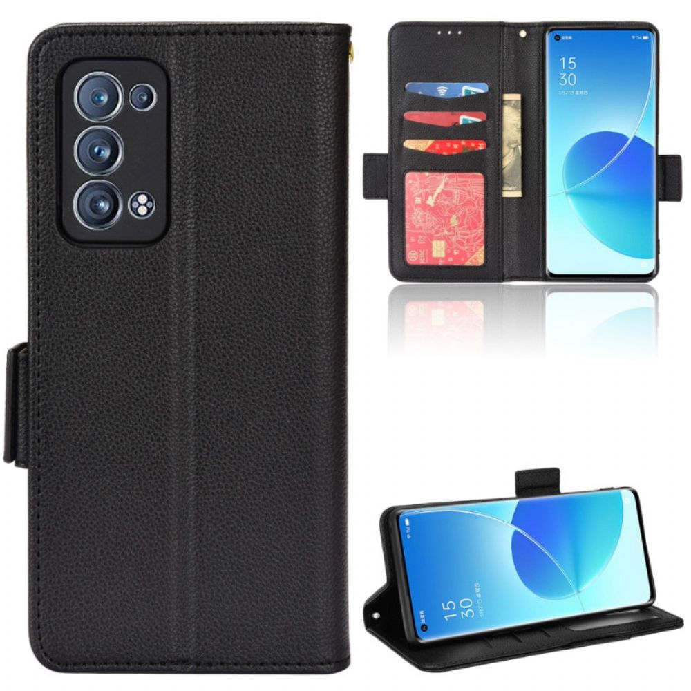 Folio-hoesje voor Oppo Reno 6 Pro 5G Litchi Textuur Multifunctioneel