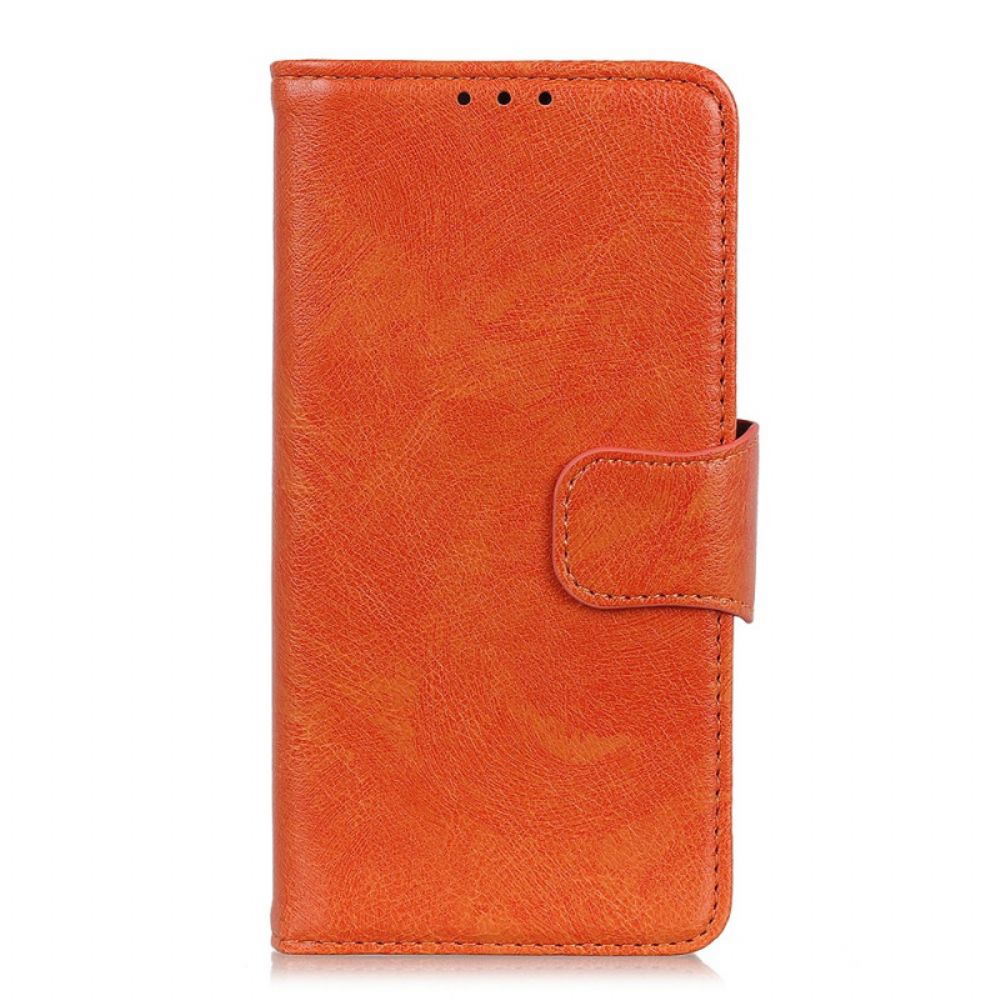 Folio-hoesje voor Oppo Reno 6 Pro 5G Oranje Gespleten Nappaleer