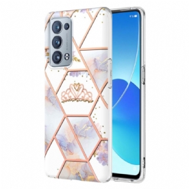 Hoesje voor Oppo Reno 6 Pro 5G Geometrisch Marmer- En Bloemenpatroon