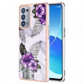 Hoesje voor Oppo Reno 6 Pro 5G Paars Hibiscuspatroon