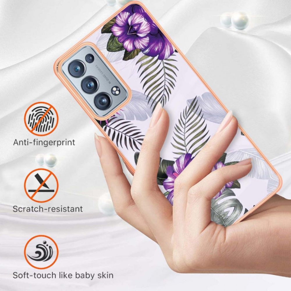 Hoesje voor Oppo Reno 6 Pro 5G Paars Hibiscuspatroon