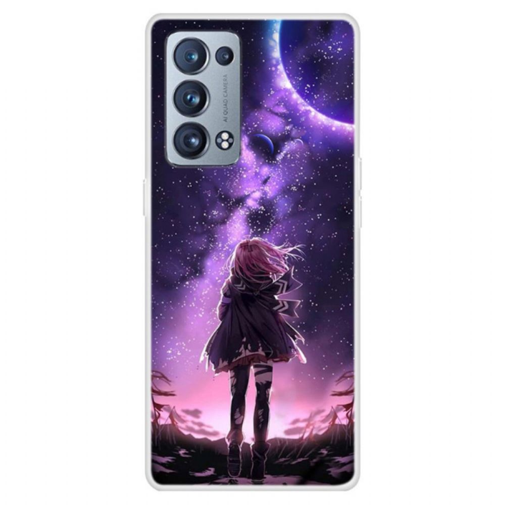 Hoesje voor Oppo Reno 6 Pro 5G Violet Maan