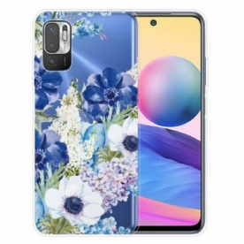 Hoesje voor Xiaomi Redmi Note 10 5G Waterverf Blauwe Bloemen