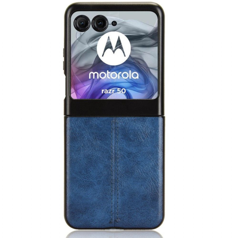 Cover Hoesje Motorola Razr 50 Telefoonhoesje Imitatieleren Stiksels