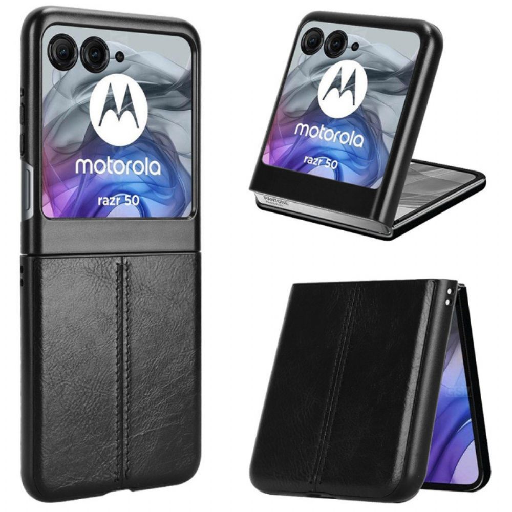 Cover Hoesje Motorola Razr 50 Telefoonhoesje Imitatieleren Stiksels