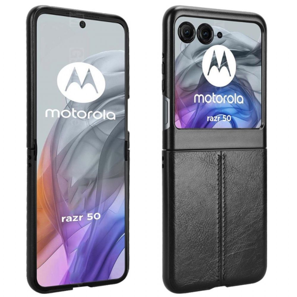 Cover Hoesje Motorola Razr 50 Telefoonhoesje Imitatieleren Stiksels