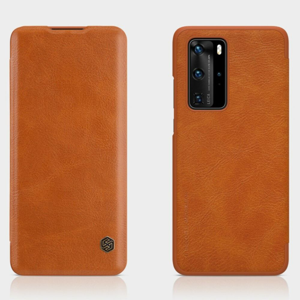 Bescherming Hoesje voor Huawei P40 Pro Folio-hoesje Qin-serie Nillkin