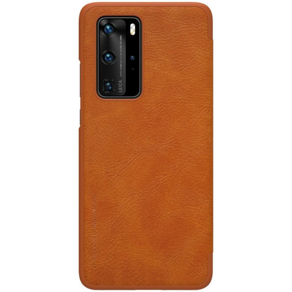 Bescherming Hoesje voor Huawei P40 Pro Folio-hoesje Qin-serie Nillkin