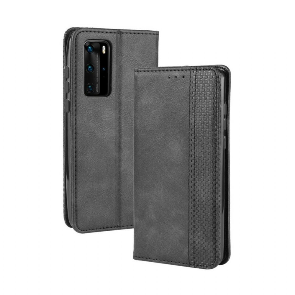 Bescherming Hoesje voor Huawei P40 Pro Folio-hoesje Vintage Gestileerd Leereffect