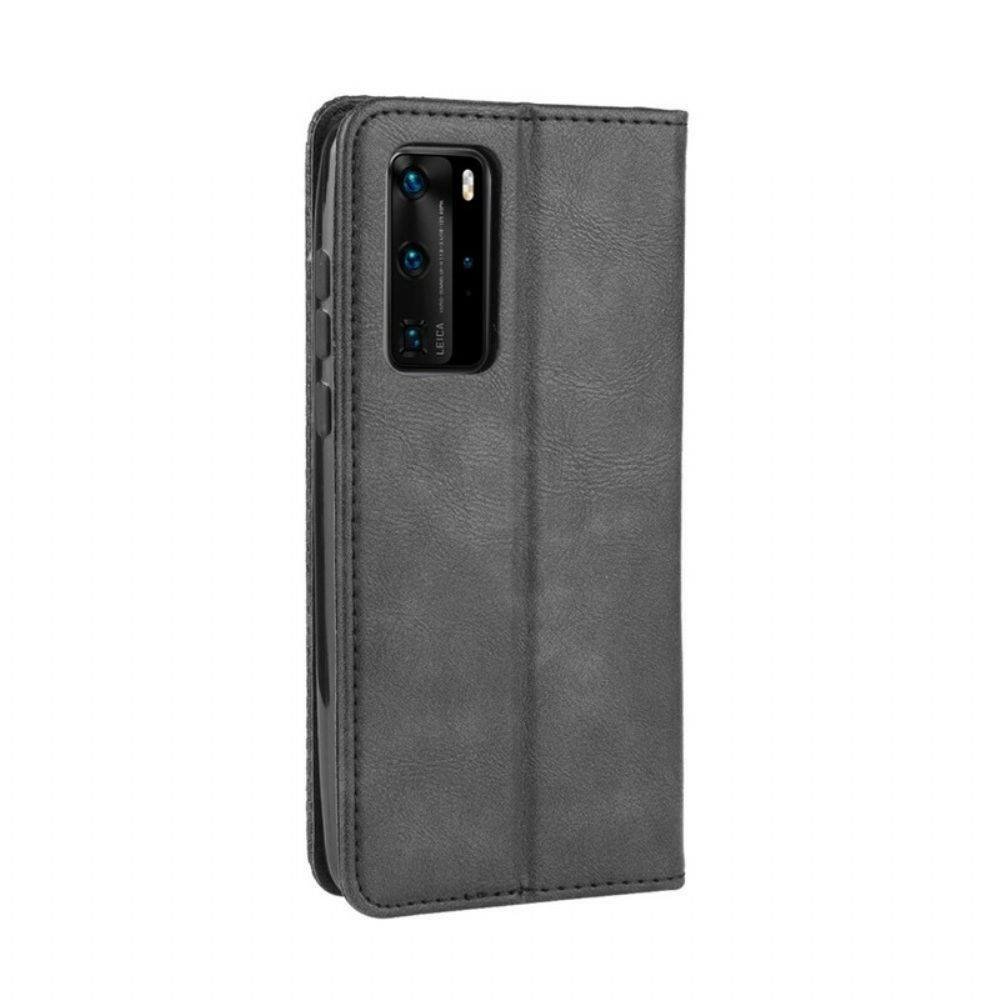 Bescherming Hoesje voor Huawei P40 Pro Folio-hoesje Vintage Gestileerd Leereffect