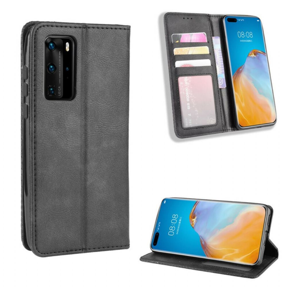 Bescherming Hoesje voor Huawei P40 Pro Folio-hoesje Vintage Gestileerd Leereffect