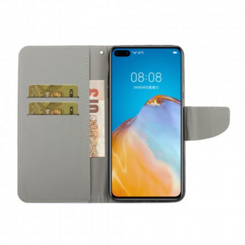 Flip Case voor Huawei P40 Pro Patchwork-mandala's Met Koord