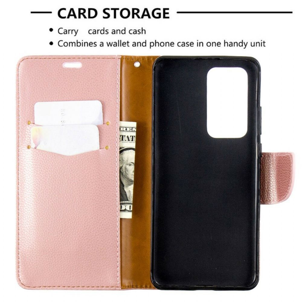 Folio-hoesje voor Huawei P40 Pro Flip Case Litchi Flap Schuin