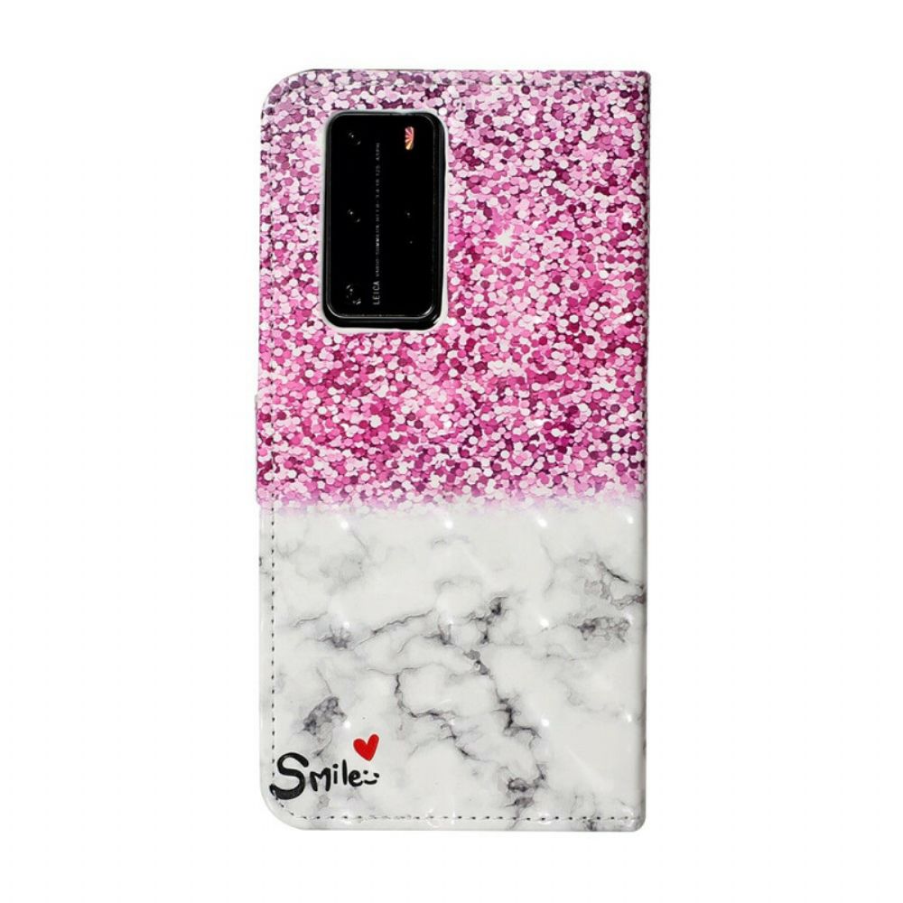 Folio-hoesje voor Huawei P40 Pro Glimlach Glitter