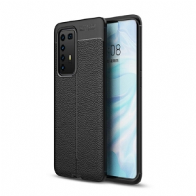 Hoesje voor Huawei P40 Pro Dubbele Lijn Litchi Leder Effect