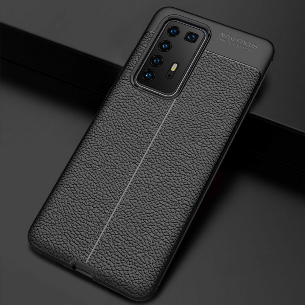 Hoesje voor Huawei P40 Pro Dubbele Lijn Litchi Leder Effect